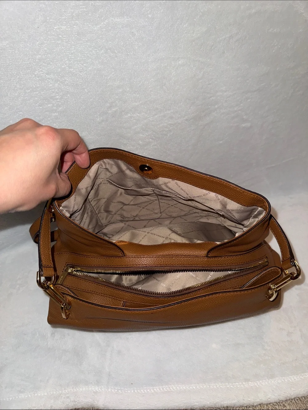 Michael Kors Brown Pebbled Leather Hobo with Gold Hardware